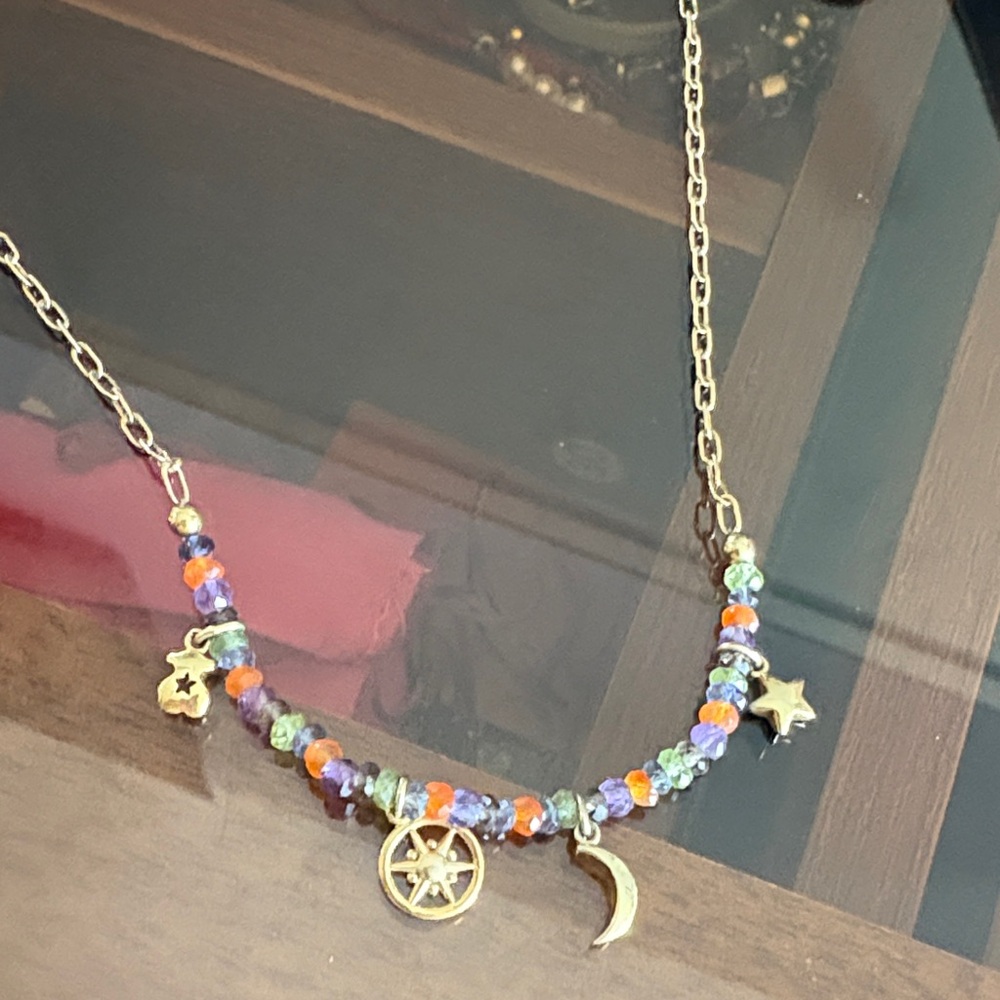 Tous Gold Multicolor Beaded Necklace with Charms